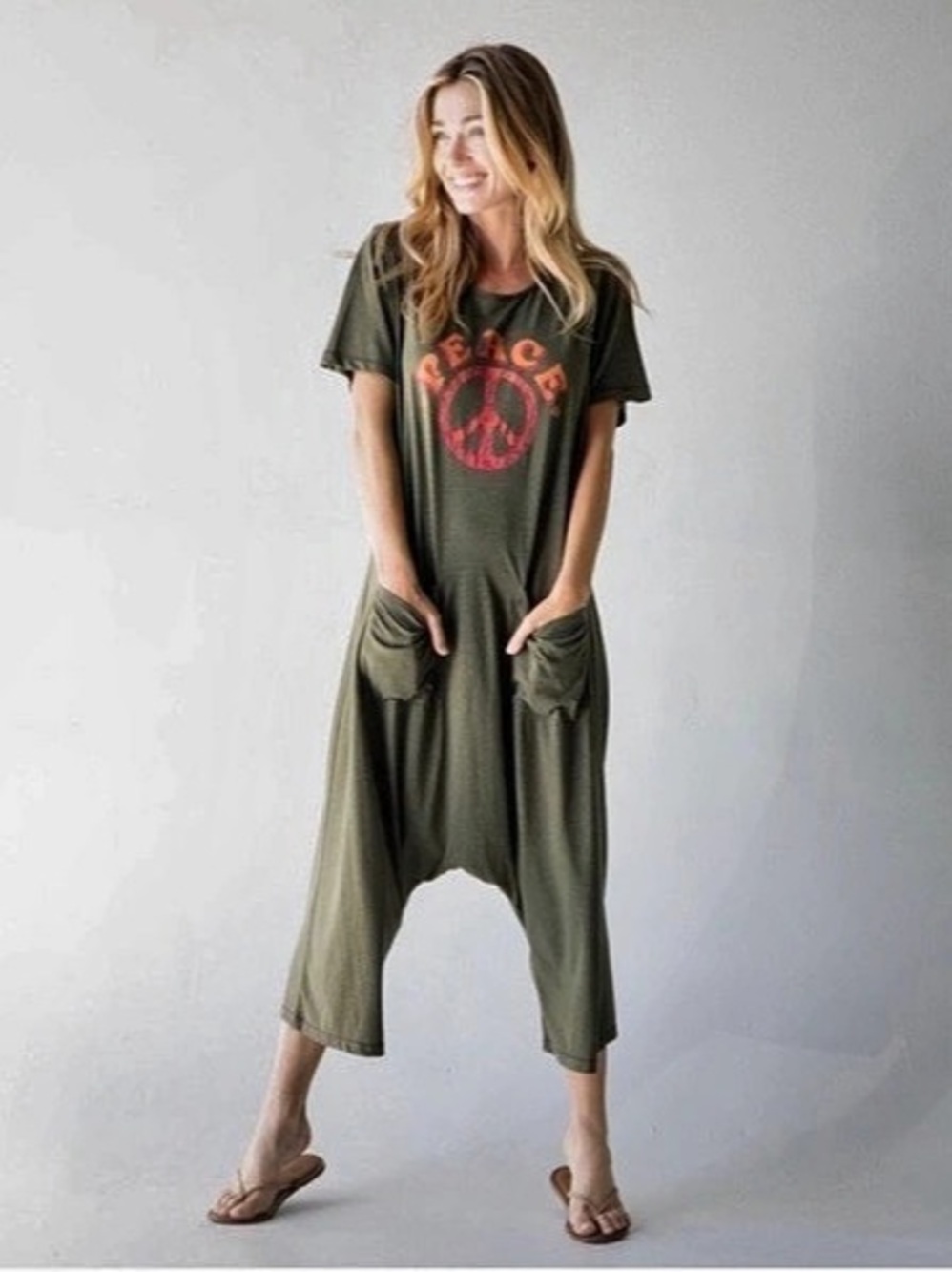 Natural Life Nomad Knit Peace Sign Jumpsuit